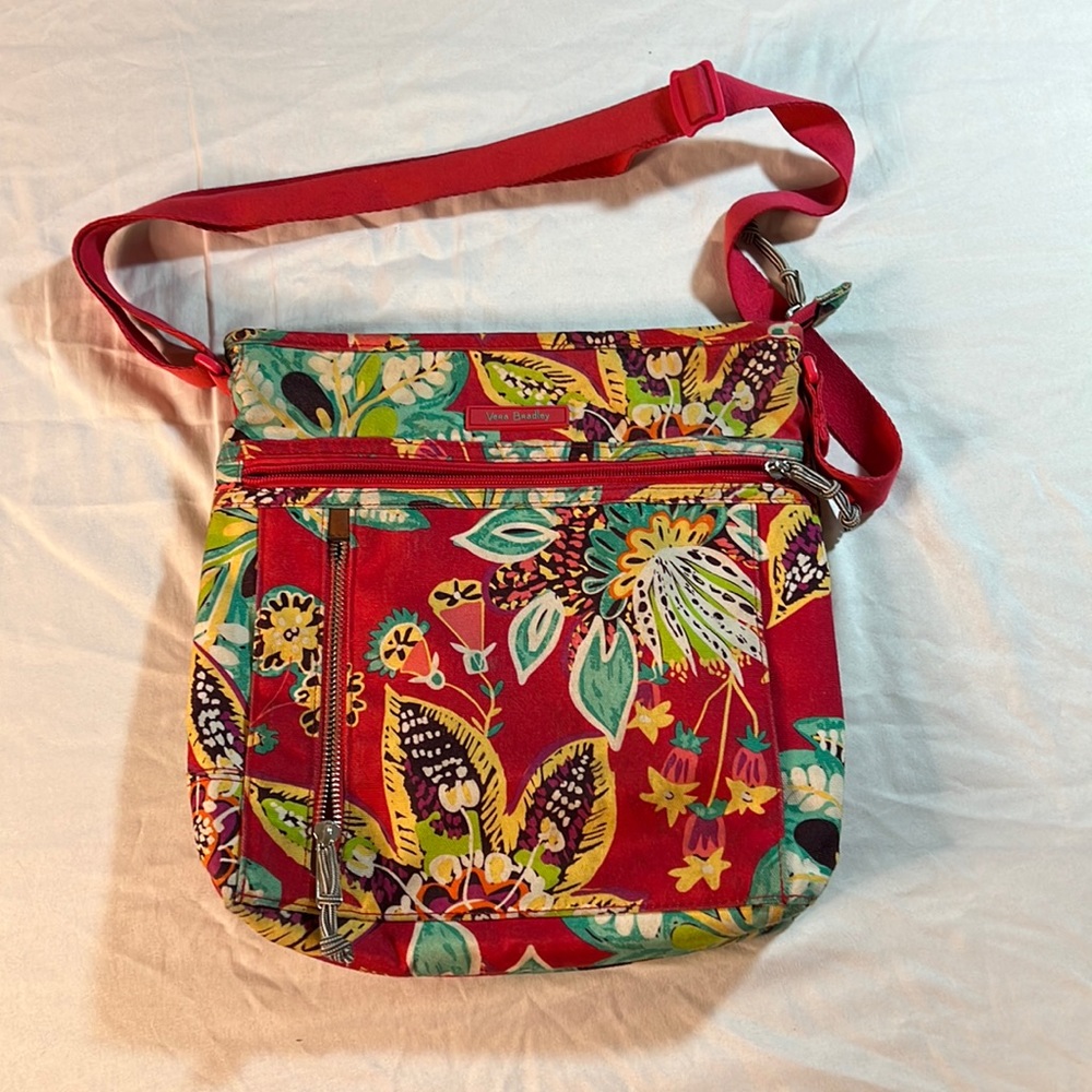 Vera Bradley Crossbody Canvas Bag in Pink and Floral